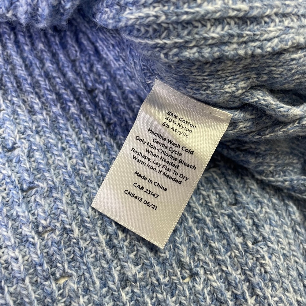 Talbots Blue Heather Pointelle Lace Up Side Pullover Sweater XL Cotton Blend - Picture 11 of 15